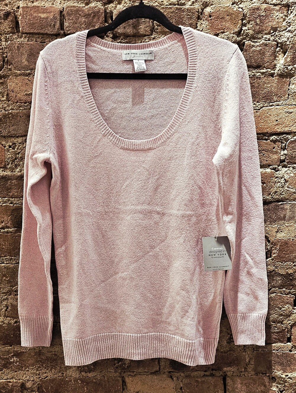 New York Laundry Scoop Neck Light Pink Knit Sweater